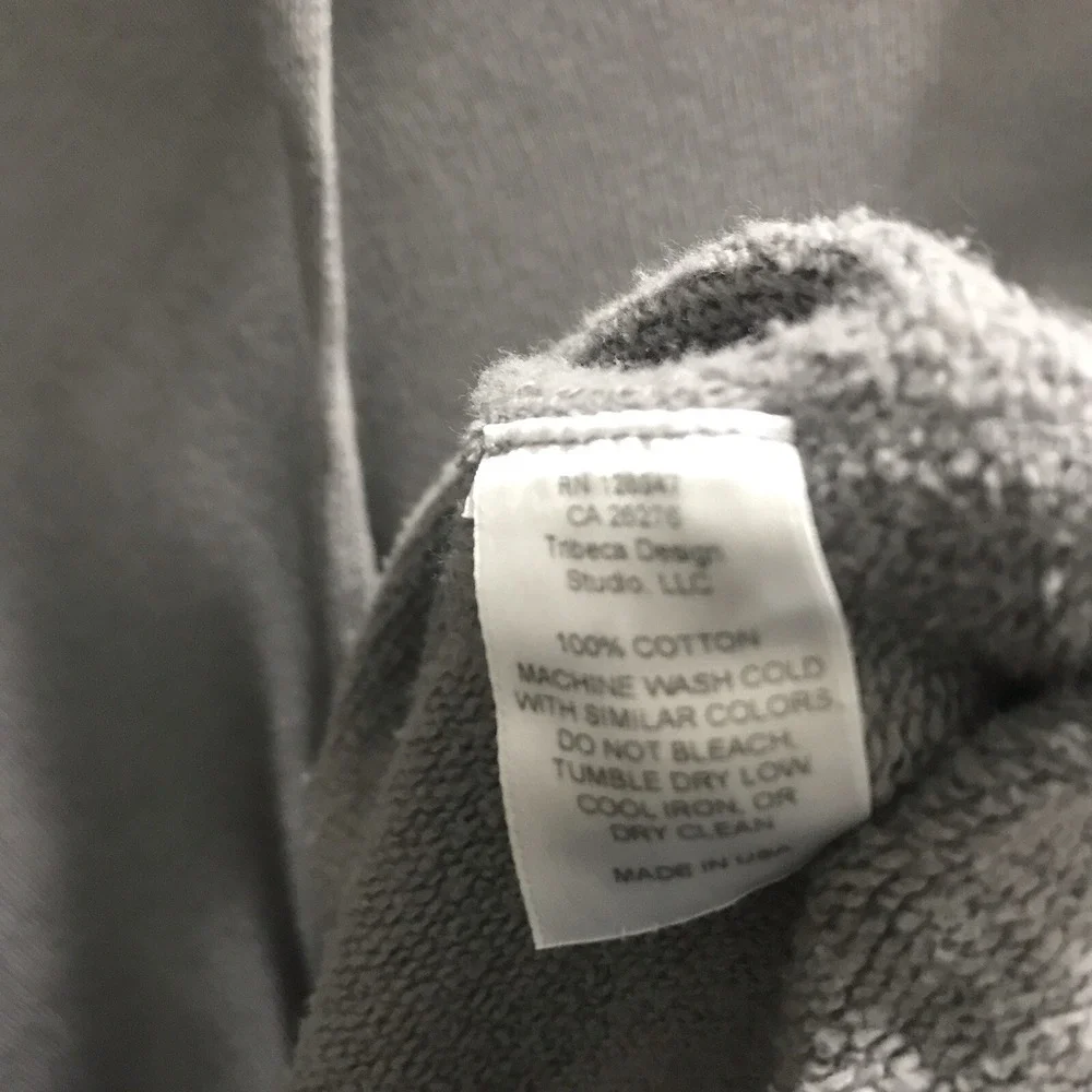 Nili Lotan Janie Sweatshirt Medium Grey Hood Sweater Ribbed Sleeve Tiny Distress